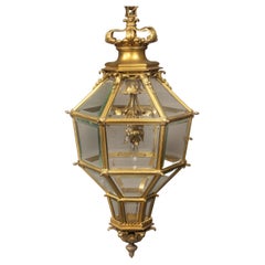 Antique Late 19th/Early 20th Century Gilt Bronze and Glass ‘Versailles’ Hall Lantern