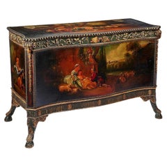 A Late 19th / Early 20th Century Painted Leather Serpentine Chest
