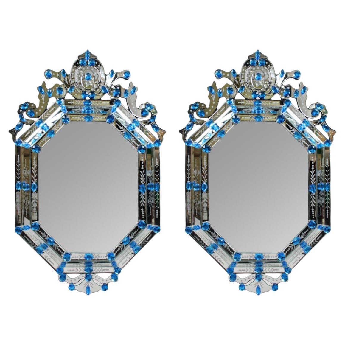 A Late 20Th. Century A Pair Of Custom Made Venetian Mirrors