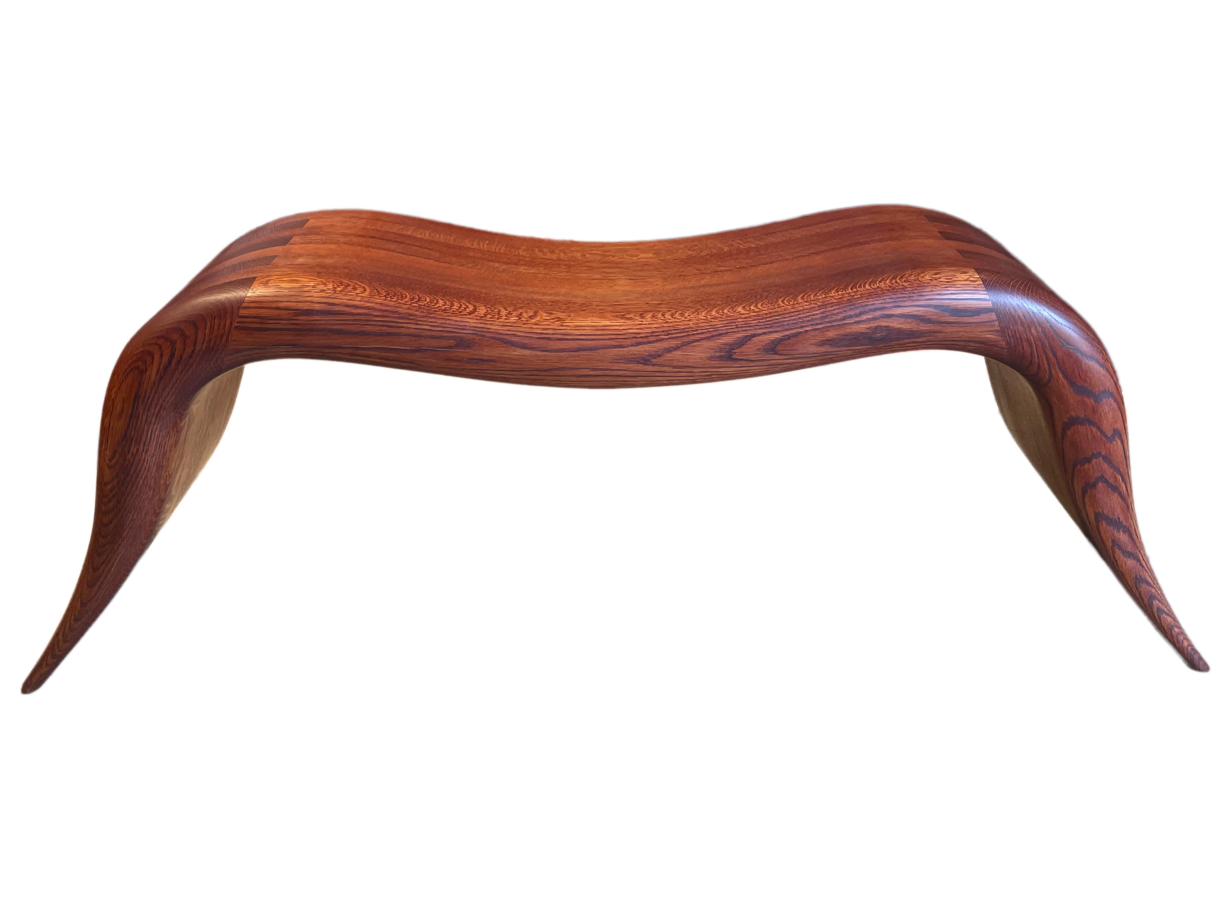 Mid-Century Modern Late 20th Century American Studio Craft Carved Wood Entry Hall Bench For Sale