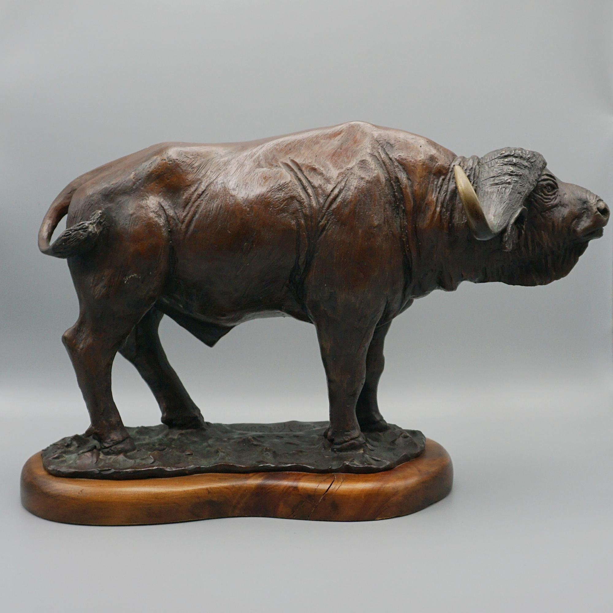 A Late 20th Century Bronze Sculpture of a Buffalo by Denis Mathews 4