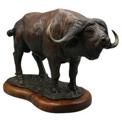 A Late 20th Century Bronze Sculpture of a Buffalo by Denis Mathews