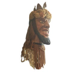 Handgeschnitzter Sizilianischer Kopf einer Saracen Marionette aus Holz aus dem späten 19. Jahrhundert