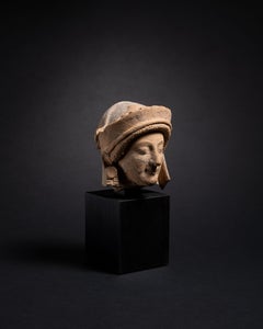 Ancient Greek Terracotta Head of a Goddess, 480 BC