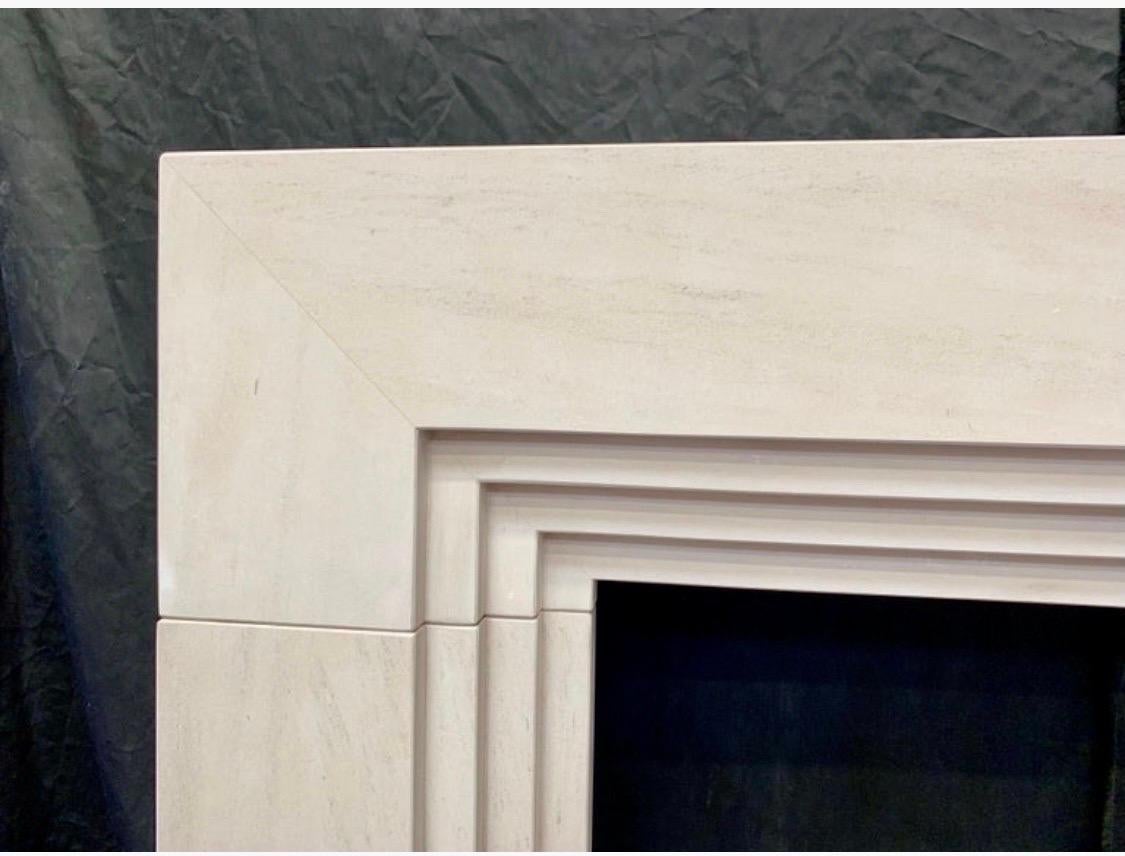 Scottish Late Edwardian Stepped Limestone Fireplace Surround in the Art Deco Manner For Sale