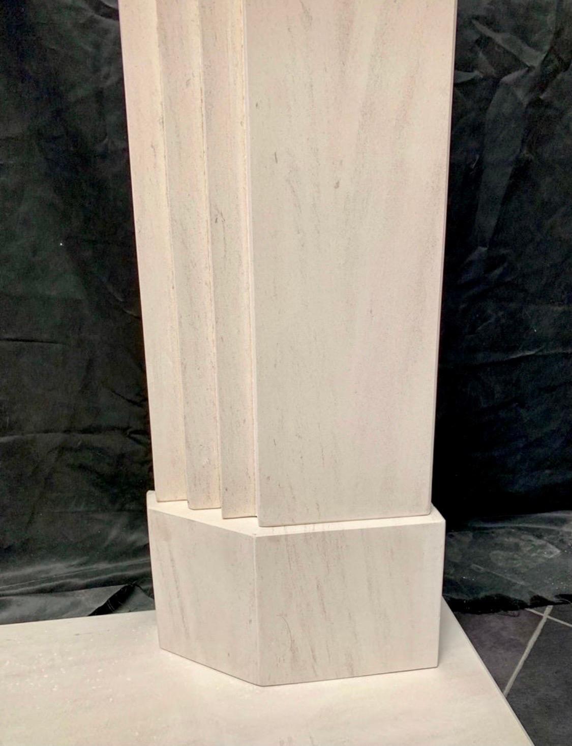 Mid-20th Century Late Edwardian Stepped Limestone Fireplace Surround in the Art Deco Manner For Sale