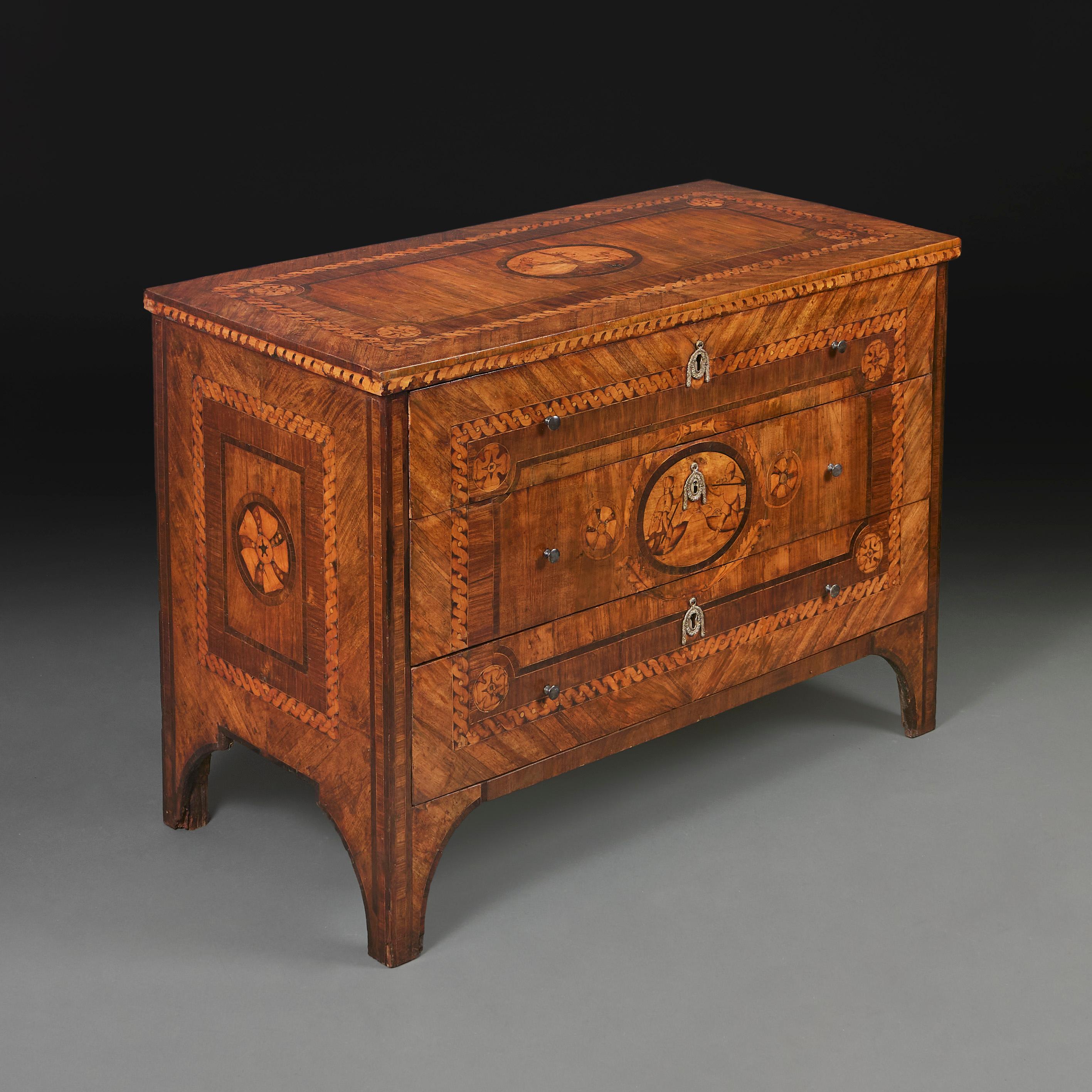 A Late Eighteenth Century North Italian Marquetry Commode In Good Condition For Sale In London, GB