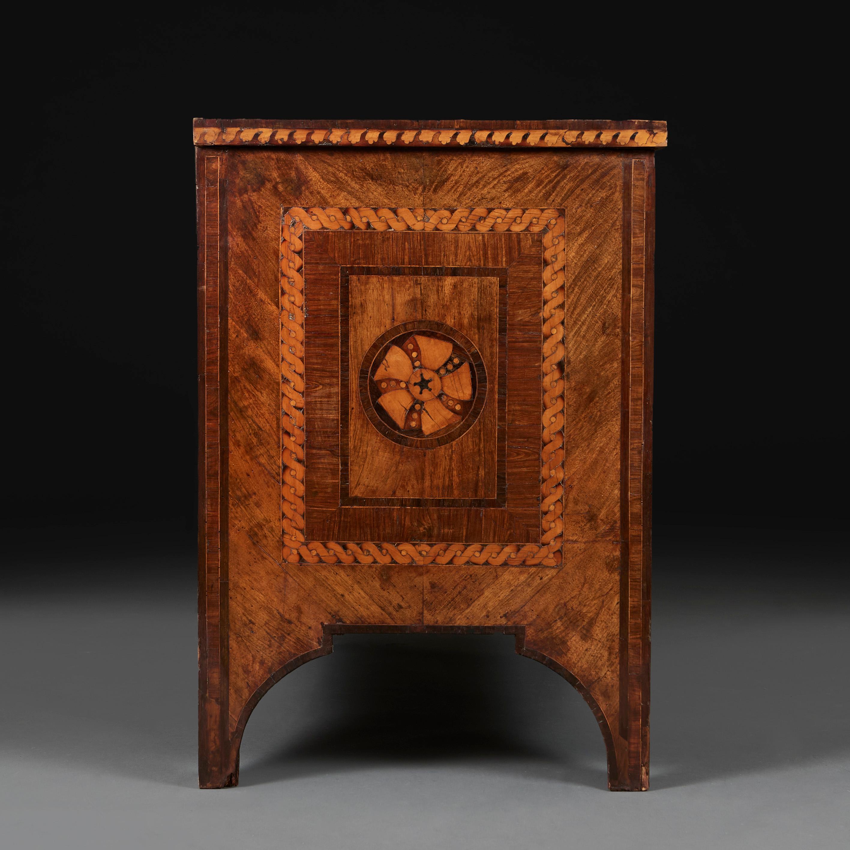 18th Century A Late Eighteenth Century North Italian Marquetry Commode For Sale