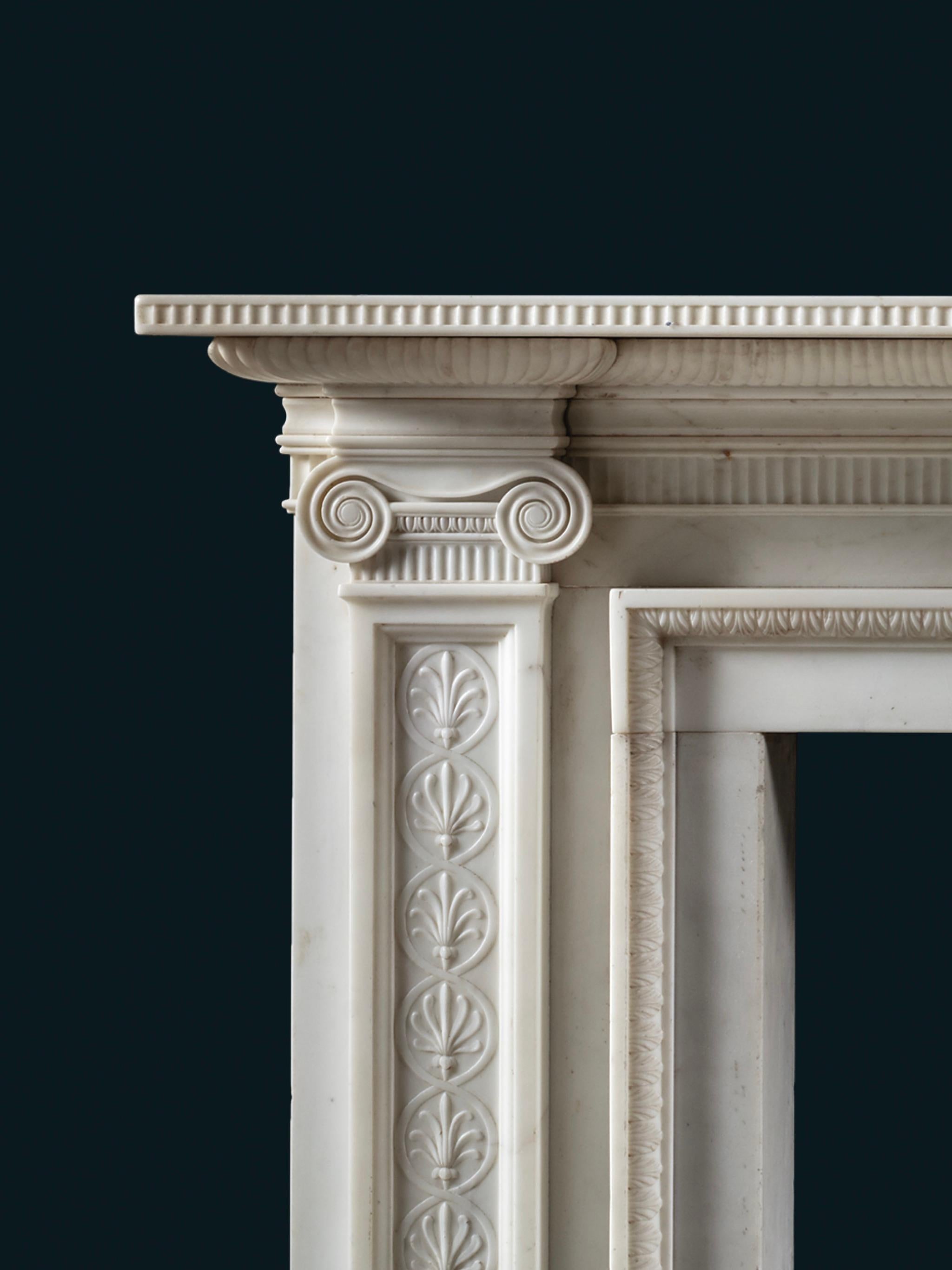 Adam Style A Late Eighteenth Century Statuary Marble Chimneypiece after Robert Adam For Sale
