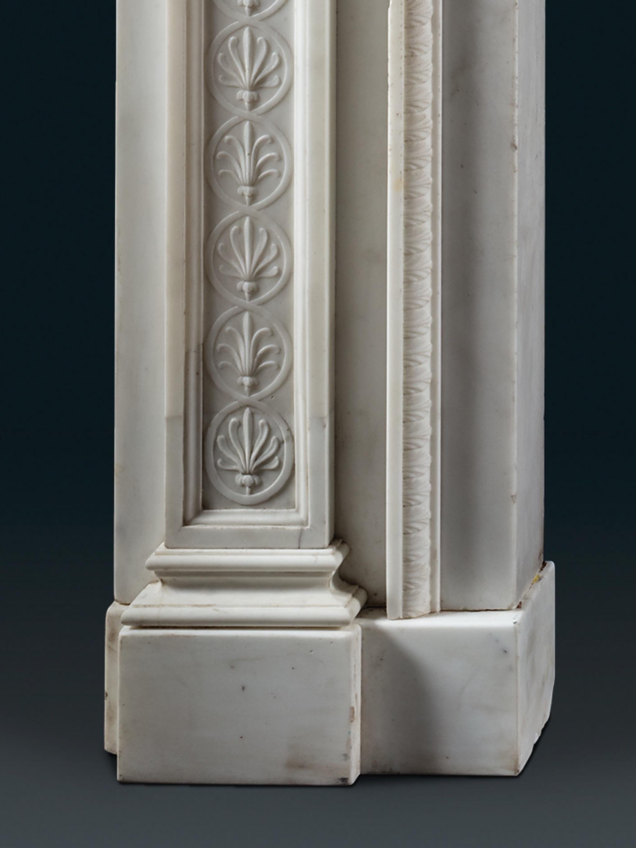 British A Late Eighteenth Century Statuary Marble Chimneypiece after Robert Adam For Sale