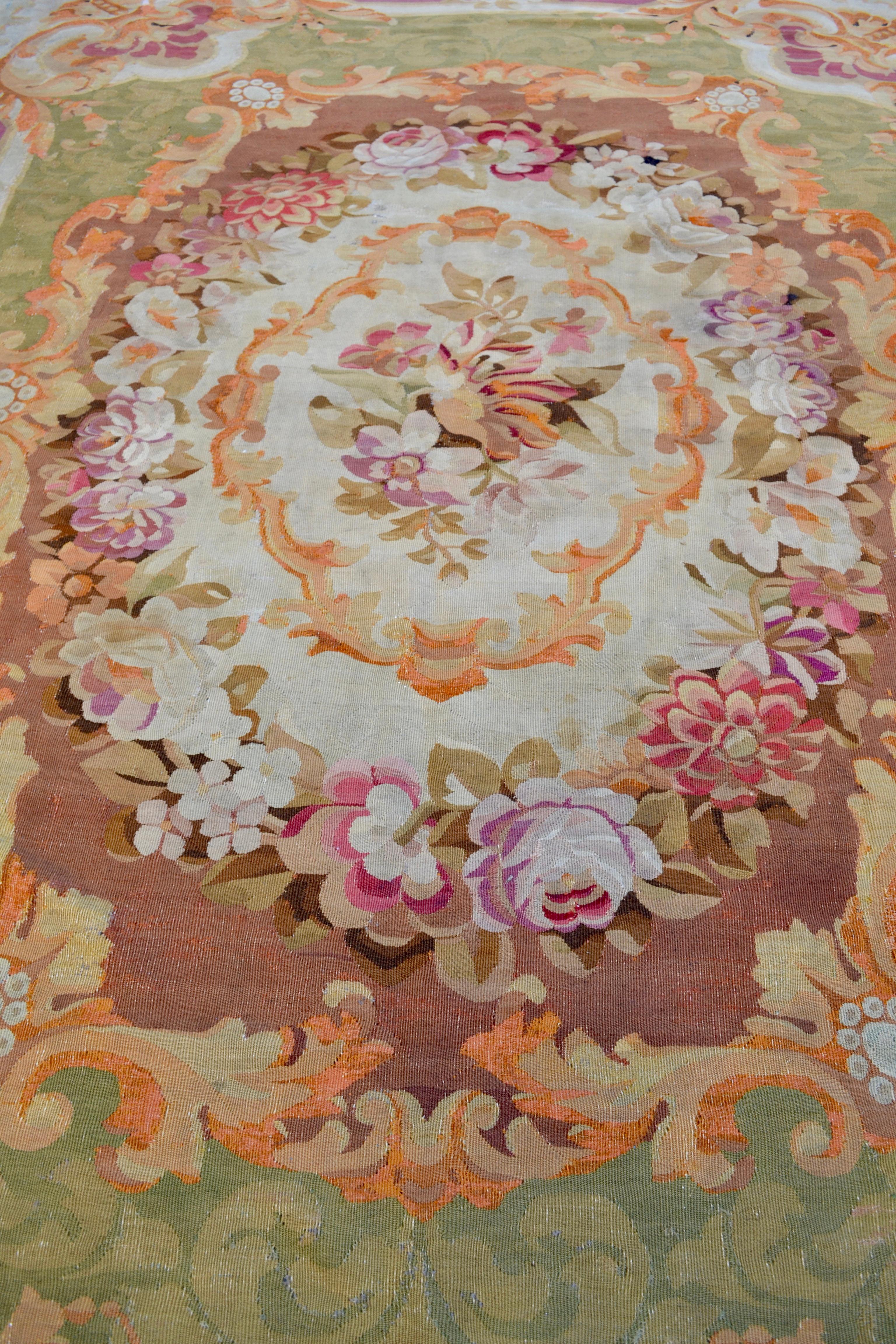Wool Late French Empire Carpet of Aubusson Weave For Sale