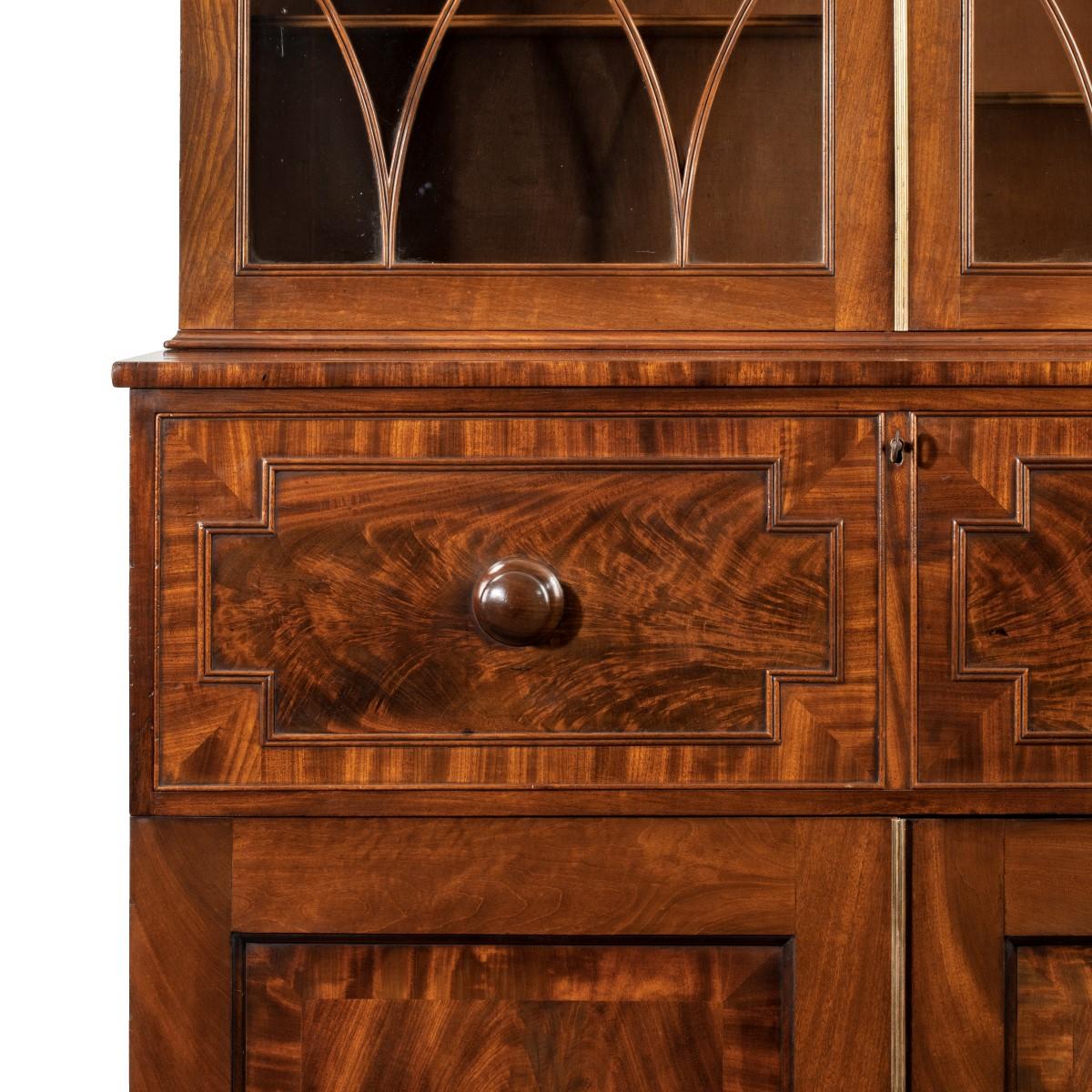 Early 19th Century Late George III Mahogany Secretaire Bookcase Attributed to Gillows