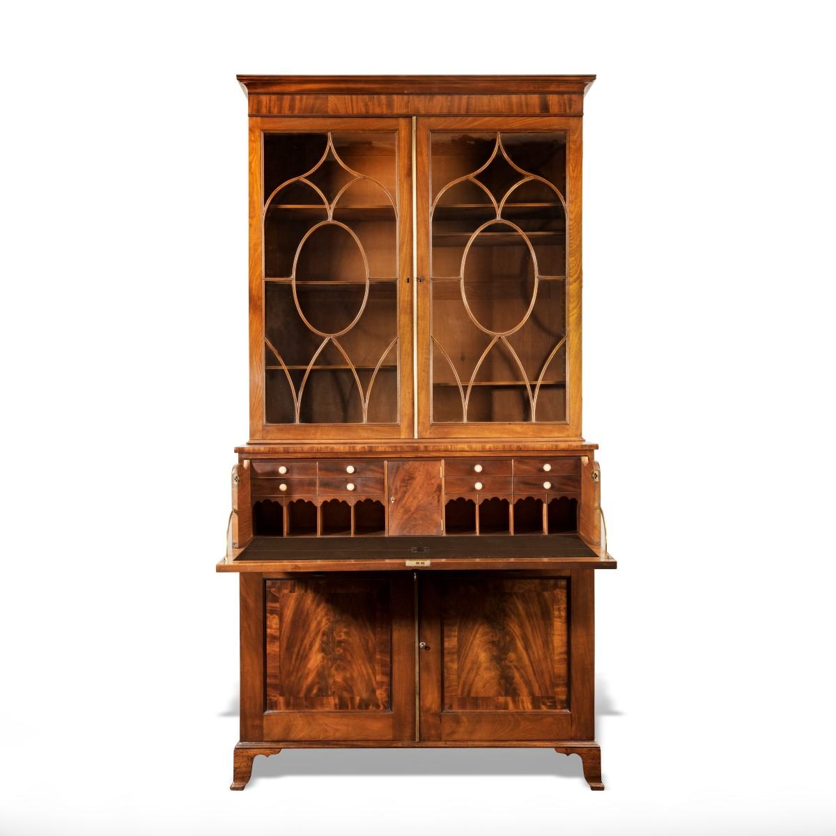 Late George III Mahogany Secretaire Bookcase Attributed to Gillows 1