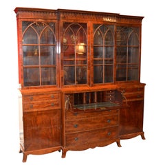 Late George iv English Mahogany Breakfront Bookcase/ Desk/ Chest of Drawers