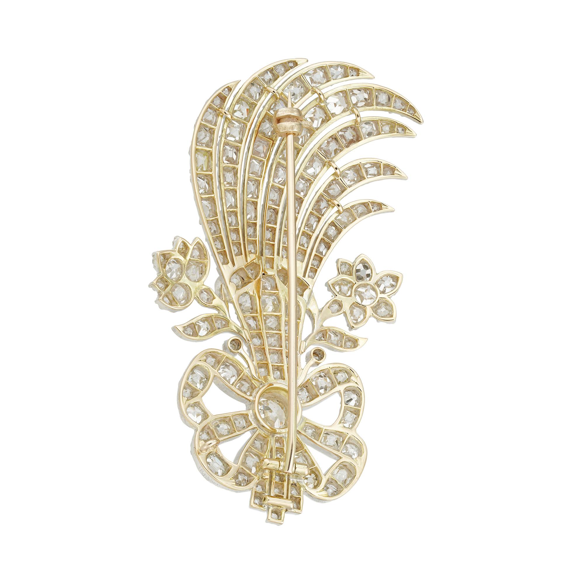 Georgiano Spilla aigrette con diamanti incastonati di epoca tardo-georgiana in vendita