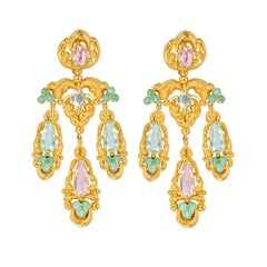 Late Georgian Gold Aquamarine, Topaz and Turquoise Suite