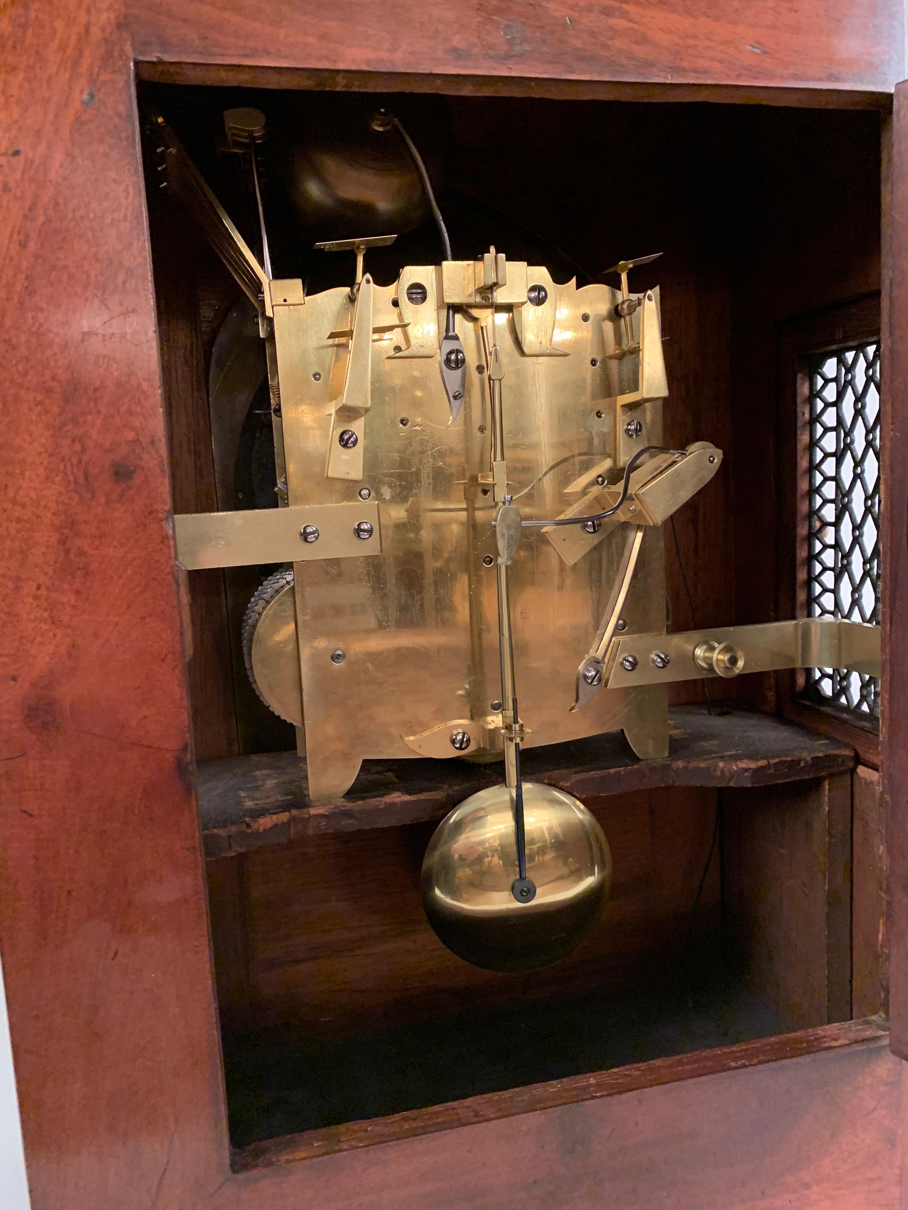 English Late Georgian Mahogany Musical Table Clock For Sale