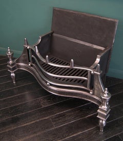 Late Georgian Polished Steel Fire Grate, Serpentine Form, 1820