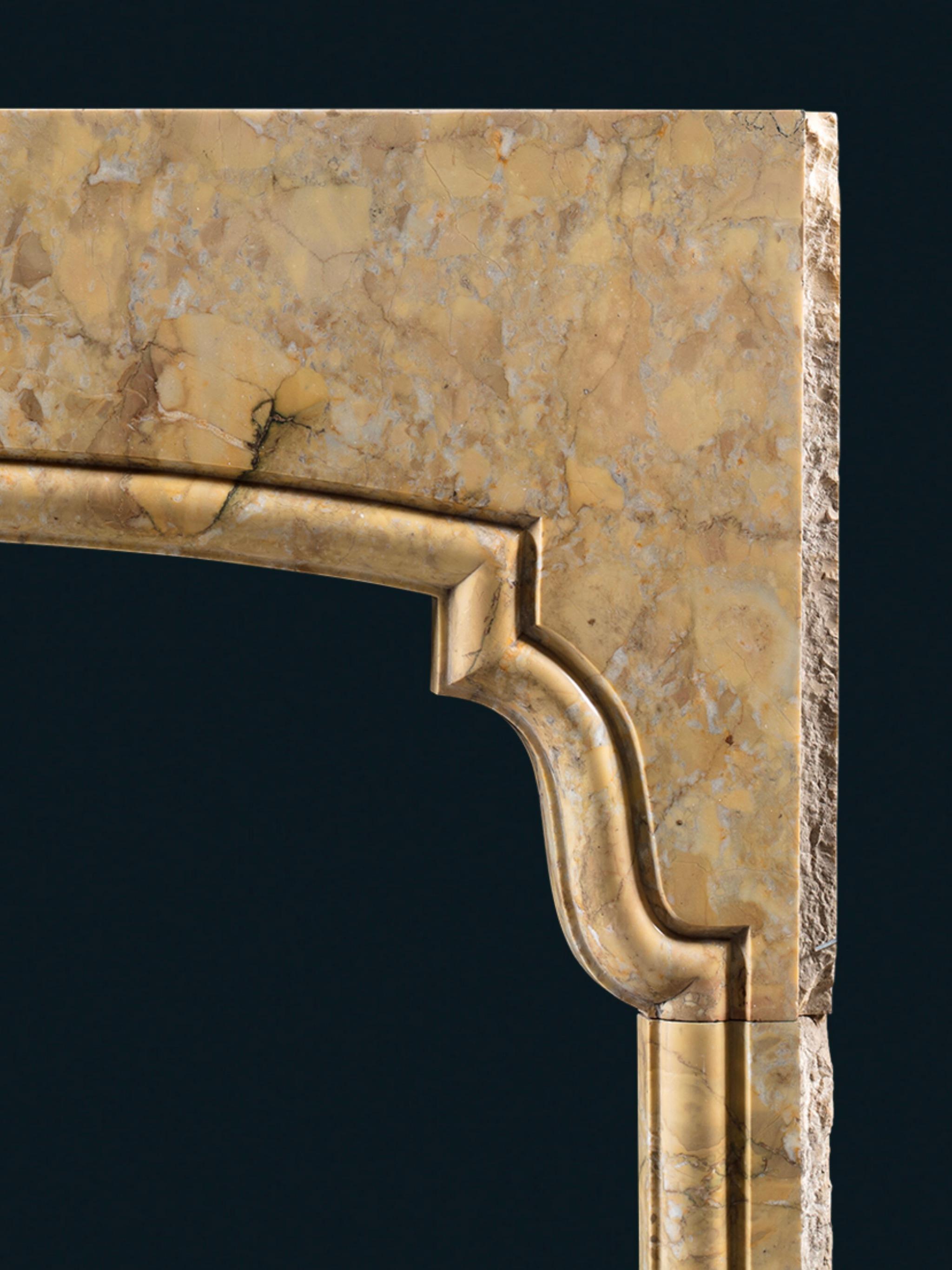A Late Nineteenth Century Frame Chimneypiece Carved from Solid Sienna Marble In Good Condition For Sale In London, GB