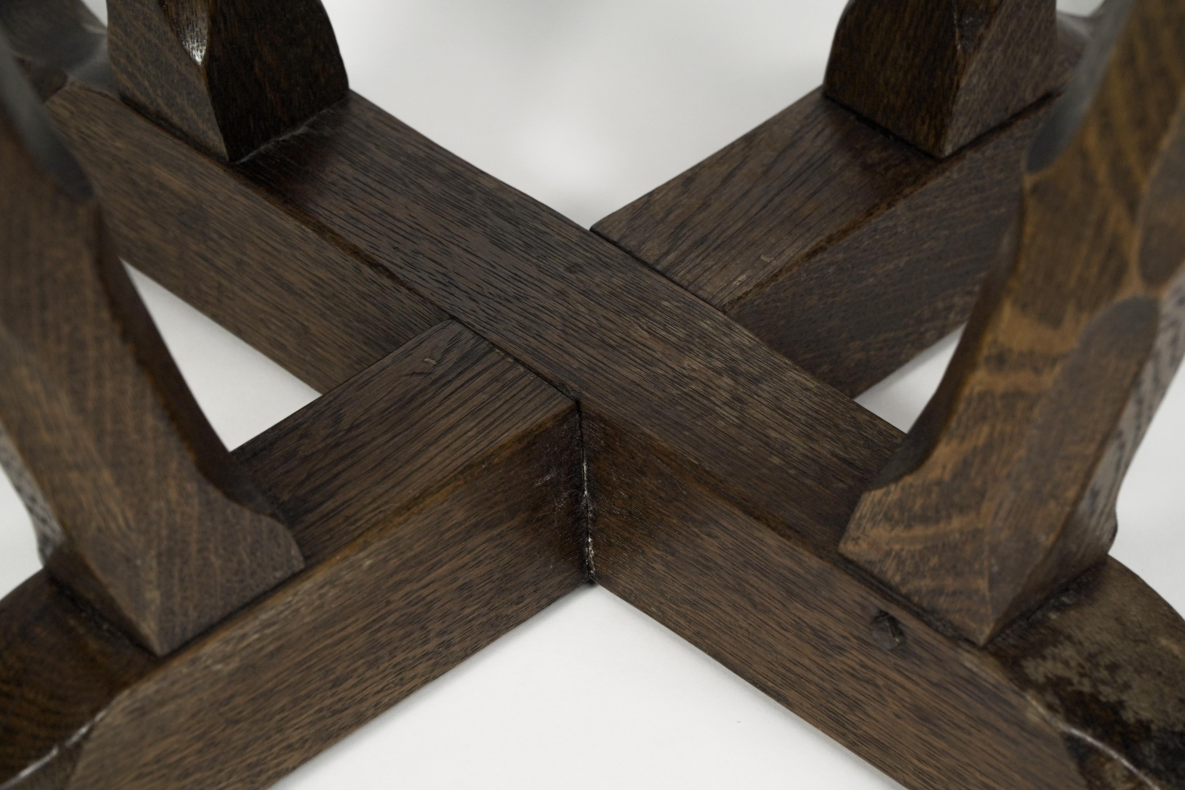 Rupert Griffith Circular oak coffee table with deep sculptured chamfered details 5