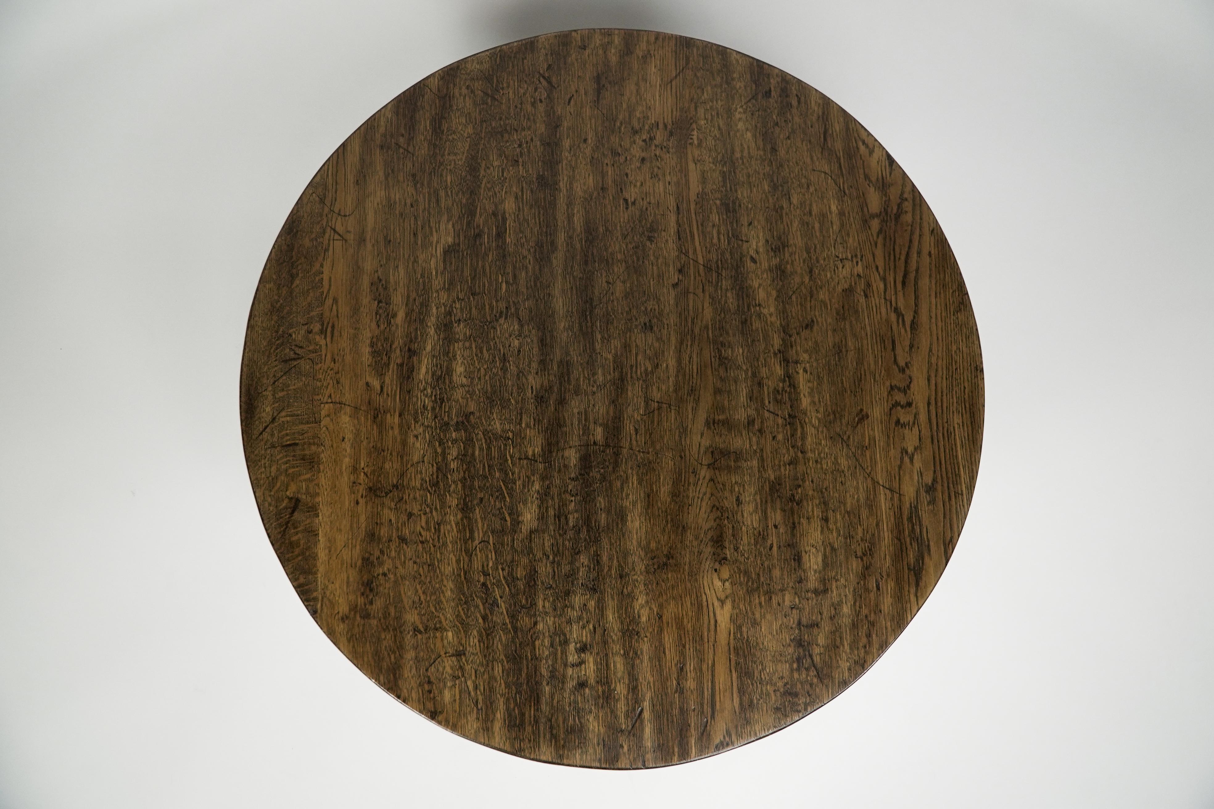 Oak Rupert Griffith Circular oak coffee table with deep sculptured chamfered details