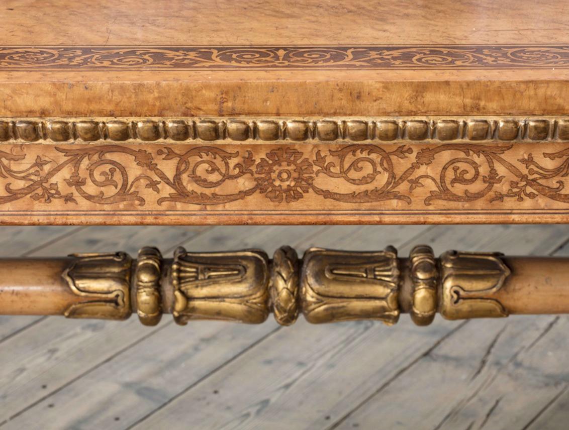 Carved A Late Regency Birdseye Maple Table For Sale