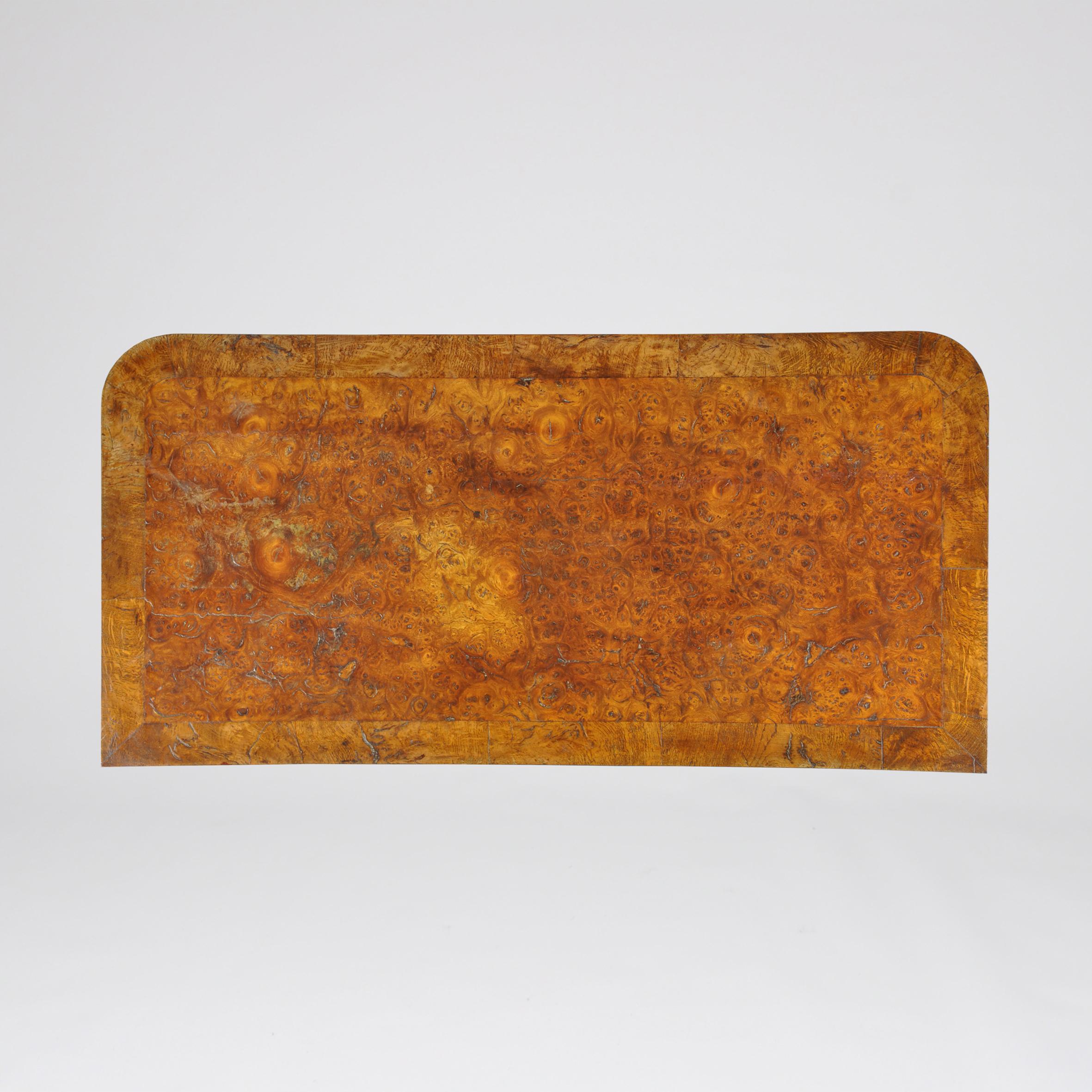 Carved A Late Regency Burr Elm and Oak Cross Banded Card Table For Sale