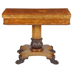 A Late Regency Burr Elm and Oak Cross Banded Card Table