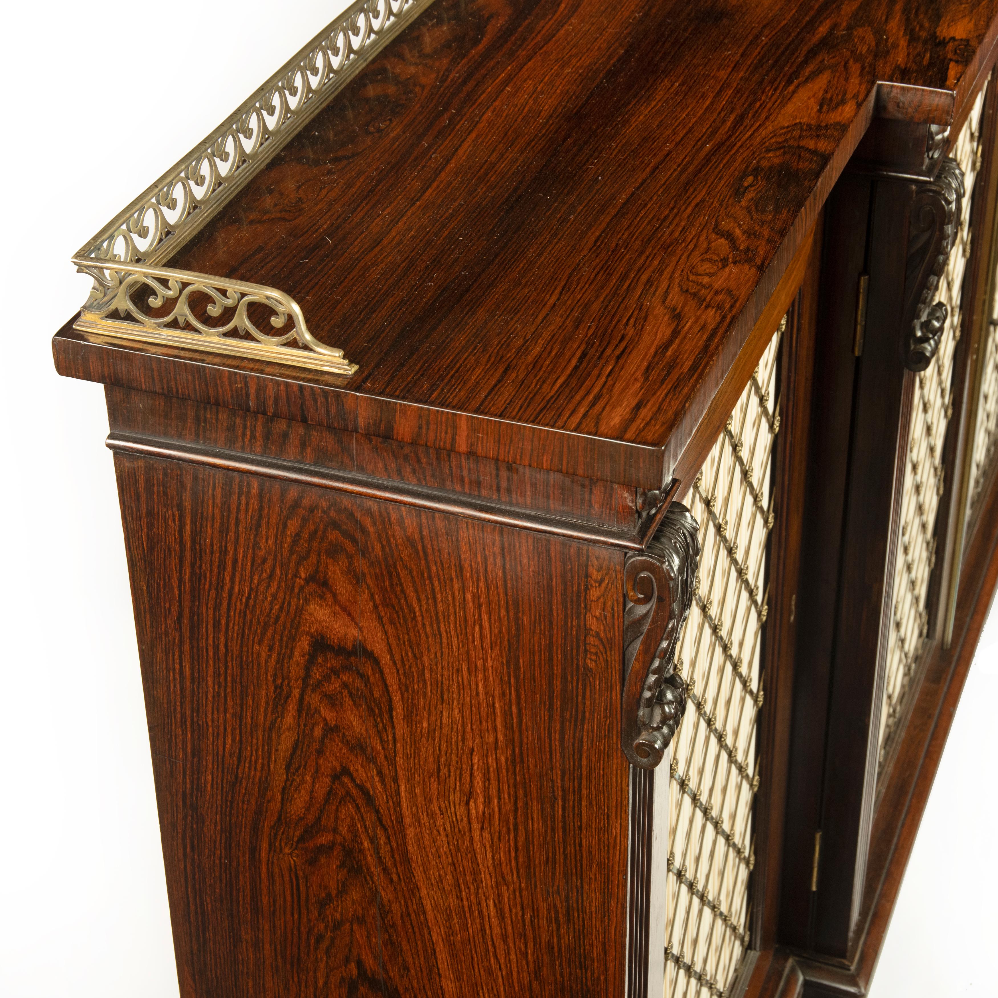 Late Regency Rosewood Breakfront Four Door Side Cabinet, Attributed to Gillows For Sale 5