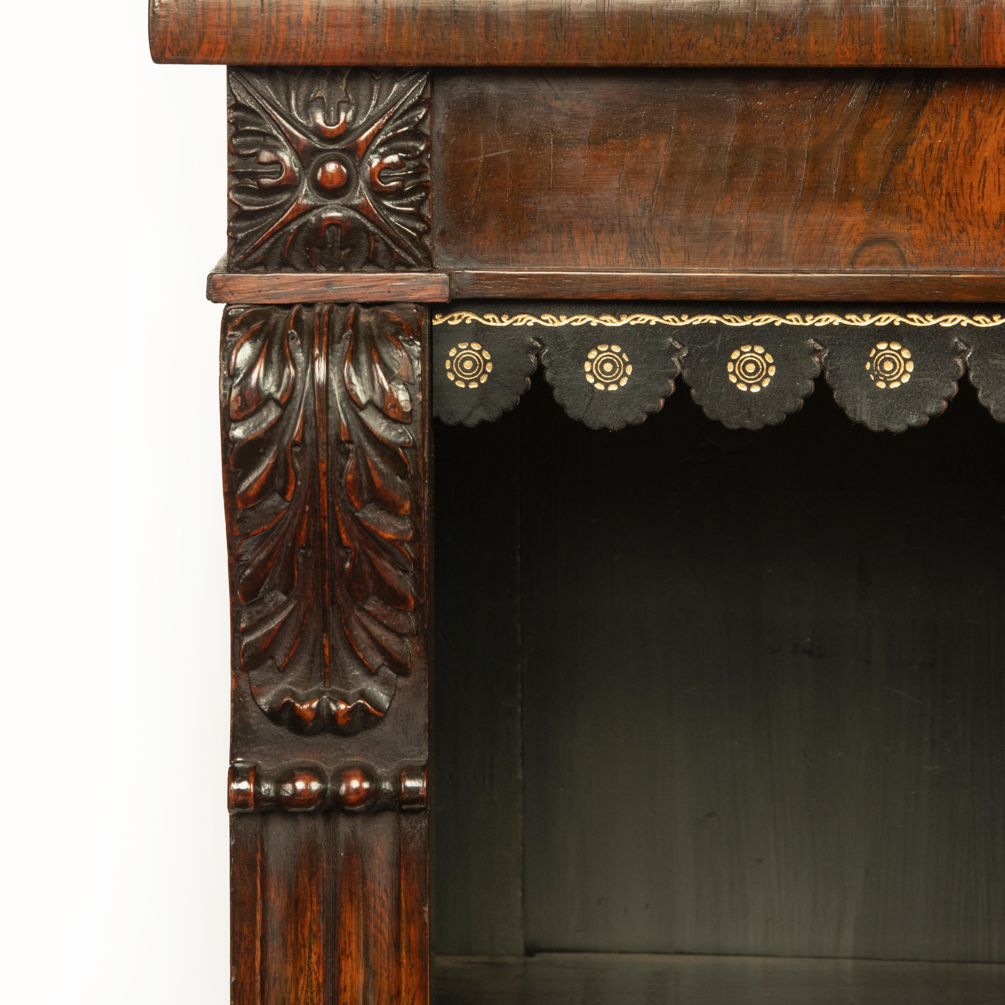 English Late Regency Rosewood Breakfront Open Bookcase, Attributed to Gillows For Sale