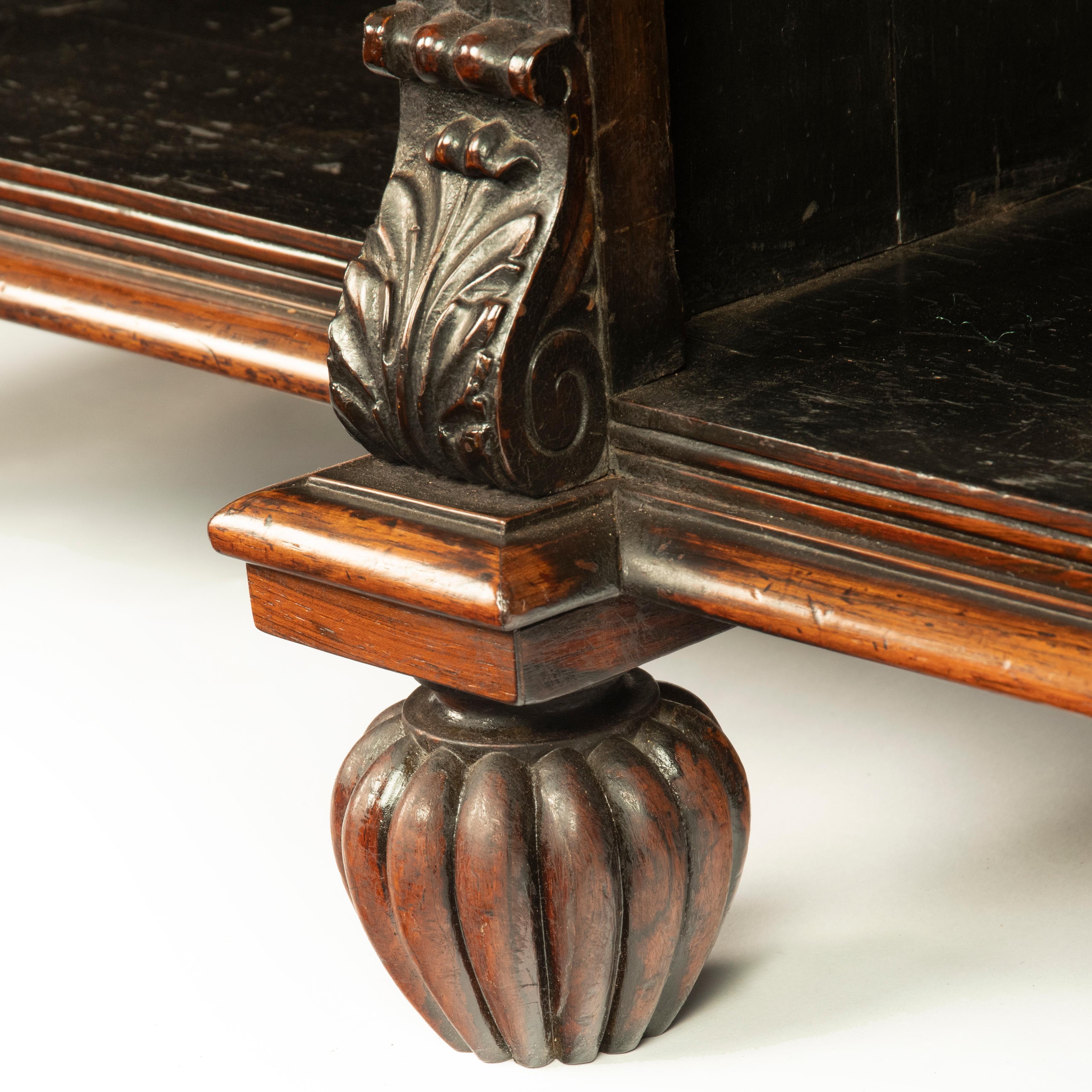 Late Regency Rosewood Breakfront Open Bookcase, Attributed to Gillows For Sale 1