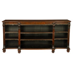 Late Regency Rosewood Breakfront Open Bookcase, Attributed to Gillows