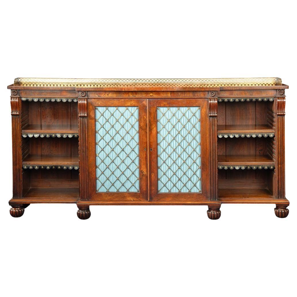 A late Regency rosewood breakfront side cabinet attributed to Gillows
