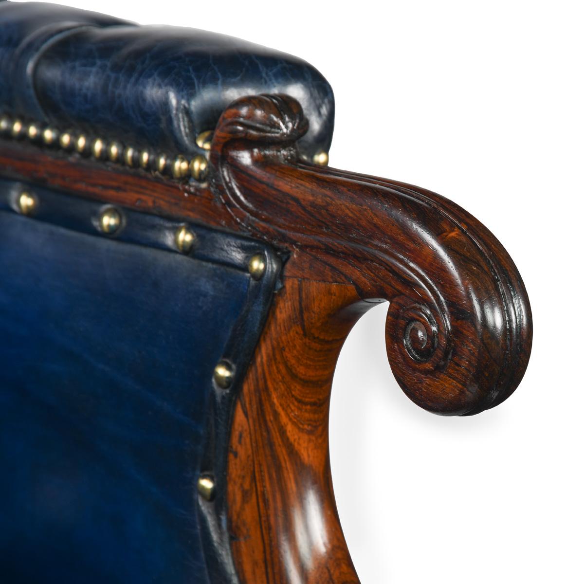 Un fino sillón Bergère de palisandro firmemente atribuido a Gillows, c.1830 Inglés en venta