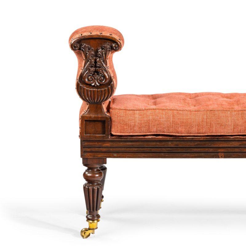 English A late Regency rosewood window seat, in the manner of George Oakley For Sale