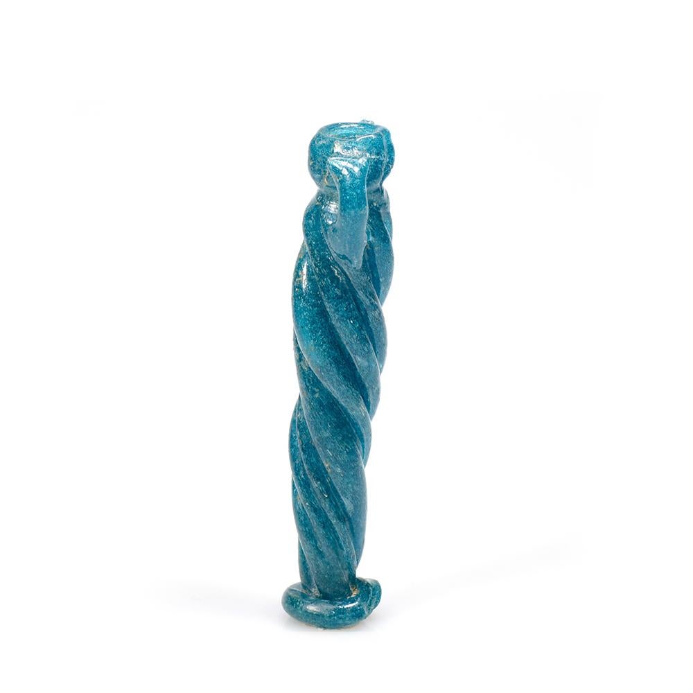 Italian A Late Roman turquoise glass rod-formed balsamarium For Sale