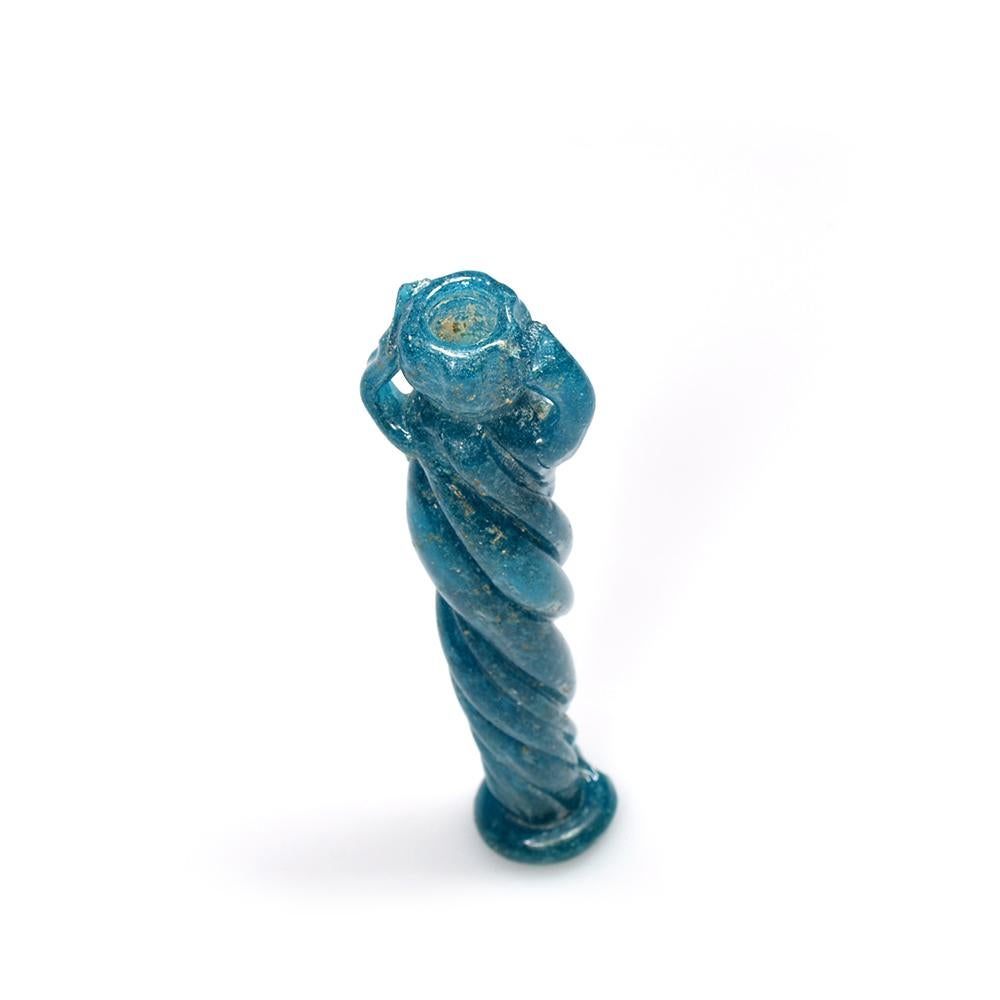 Other A Late Roman turquoise glass rod-formed balsamarium For Sale