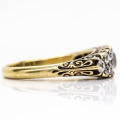 Late Victorian 15ct Gold Old-Cut Diamond Dress Ring, with Scrolling Gallery an