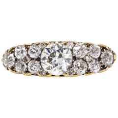 Late Victorian 15ct Gold Old-Cut Diamond Dress Ring, with Scrolling Gallery an