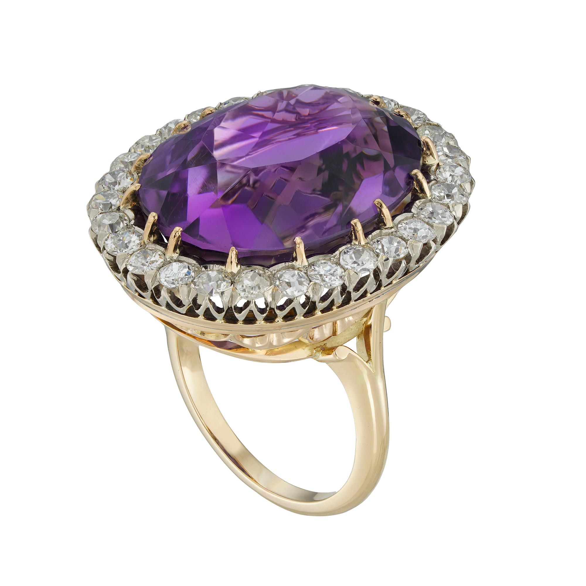 Late Victorian A late Victorian amethyst and diamond cluster ring