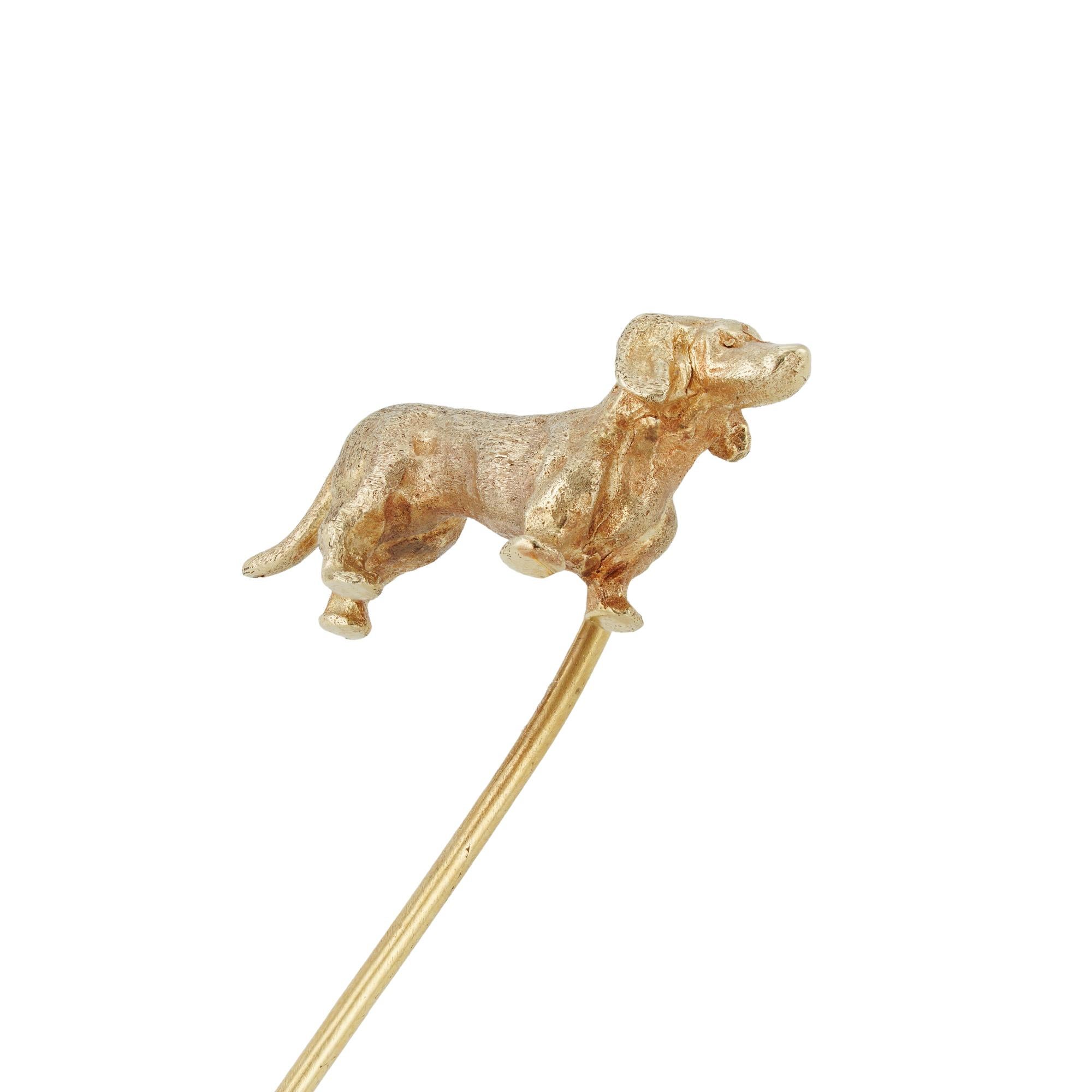 A Late Victorian Dachshund Stick-pin In Good Condition For Sale In London, GB