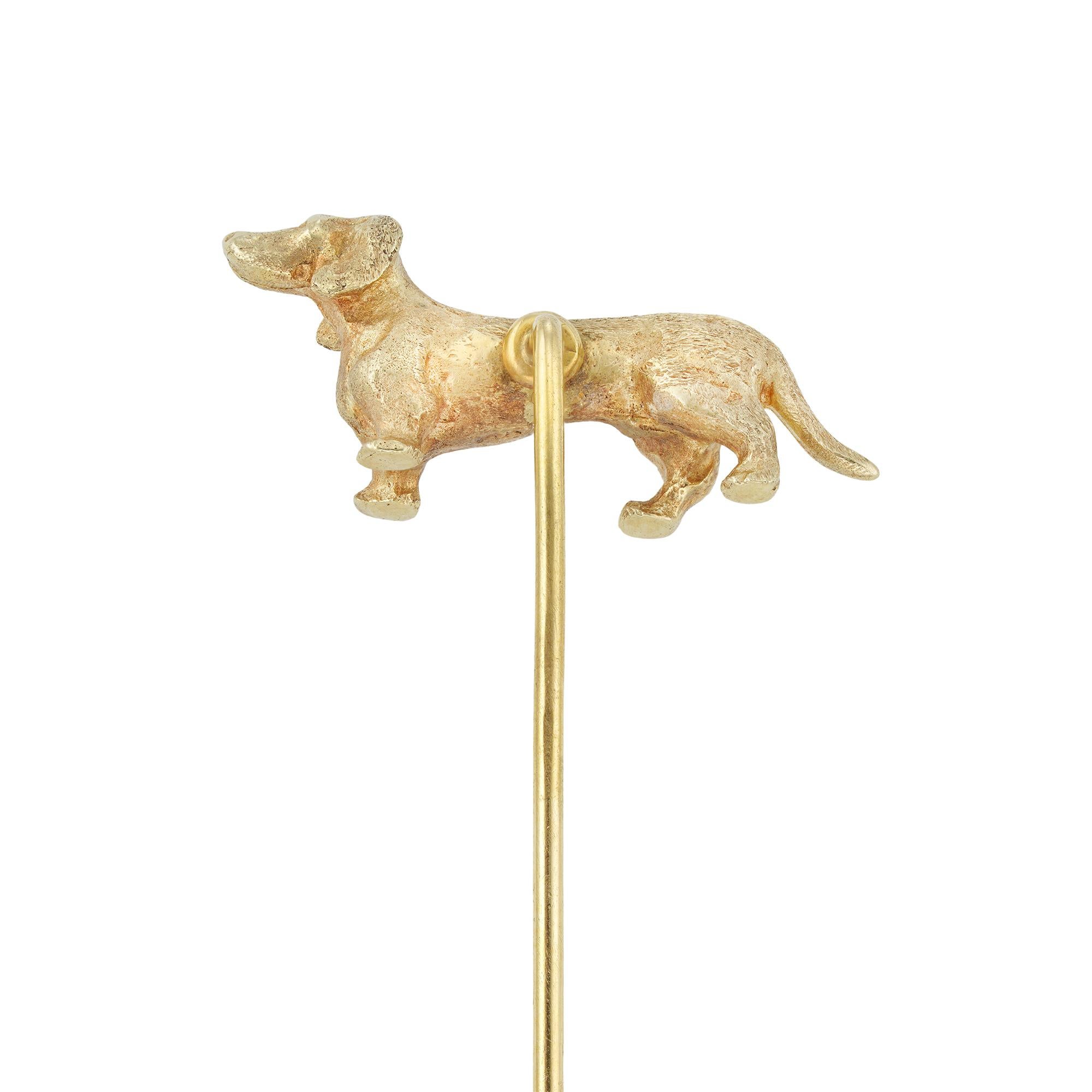 Women's or Men's A Late Victorian Dachshund Stick-pin For Sale