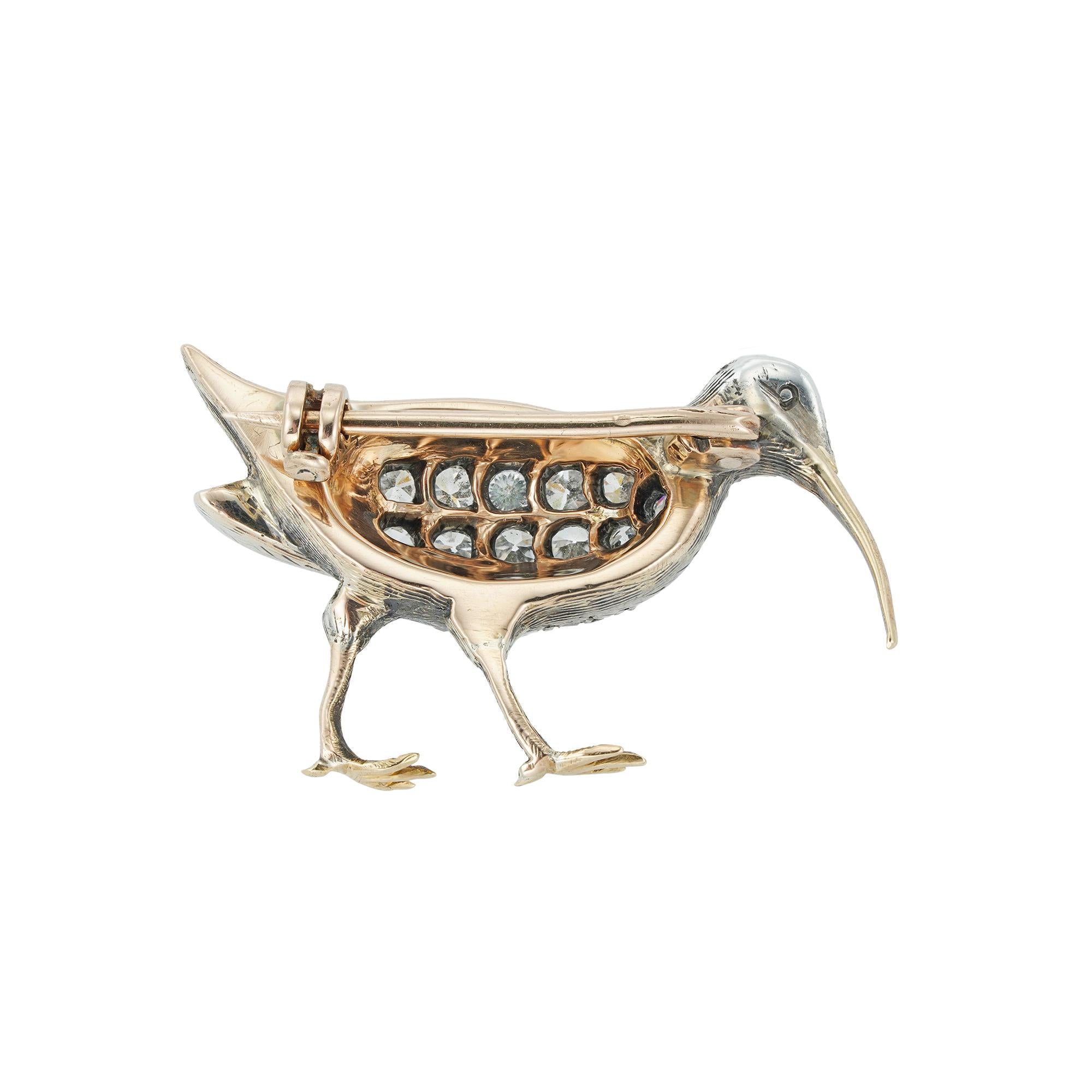 Single Cut Late Victorian Diamond Bird Brooch