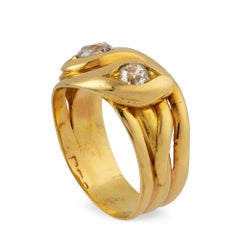 Late Victorian Diamond Double Snake Gold Ring
