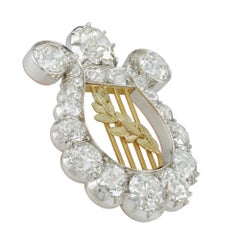 Late Victorian Diamond Lyre Brooch