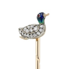 A late Victorian diamond-set duck stick pin