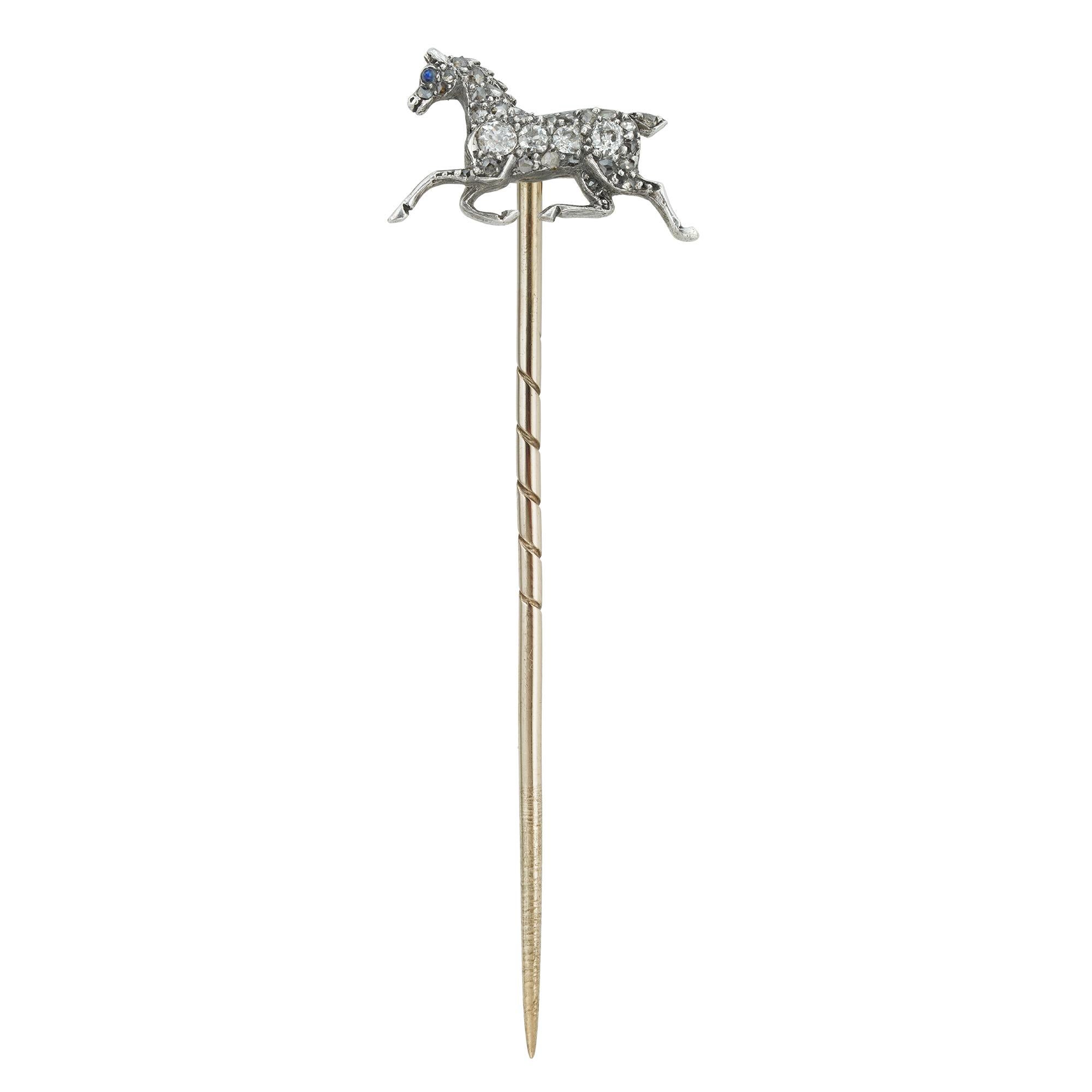 A Late Victorian Diamondset Horse Stick Pin For Sale at 1stDibs
