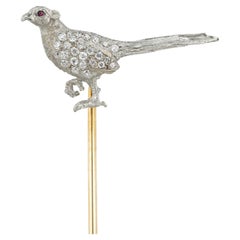A Late Victorian Diamond-set Pheasant Stick-pin