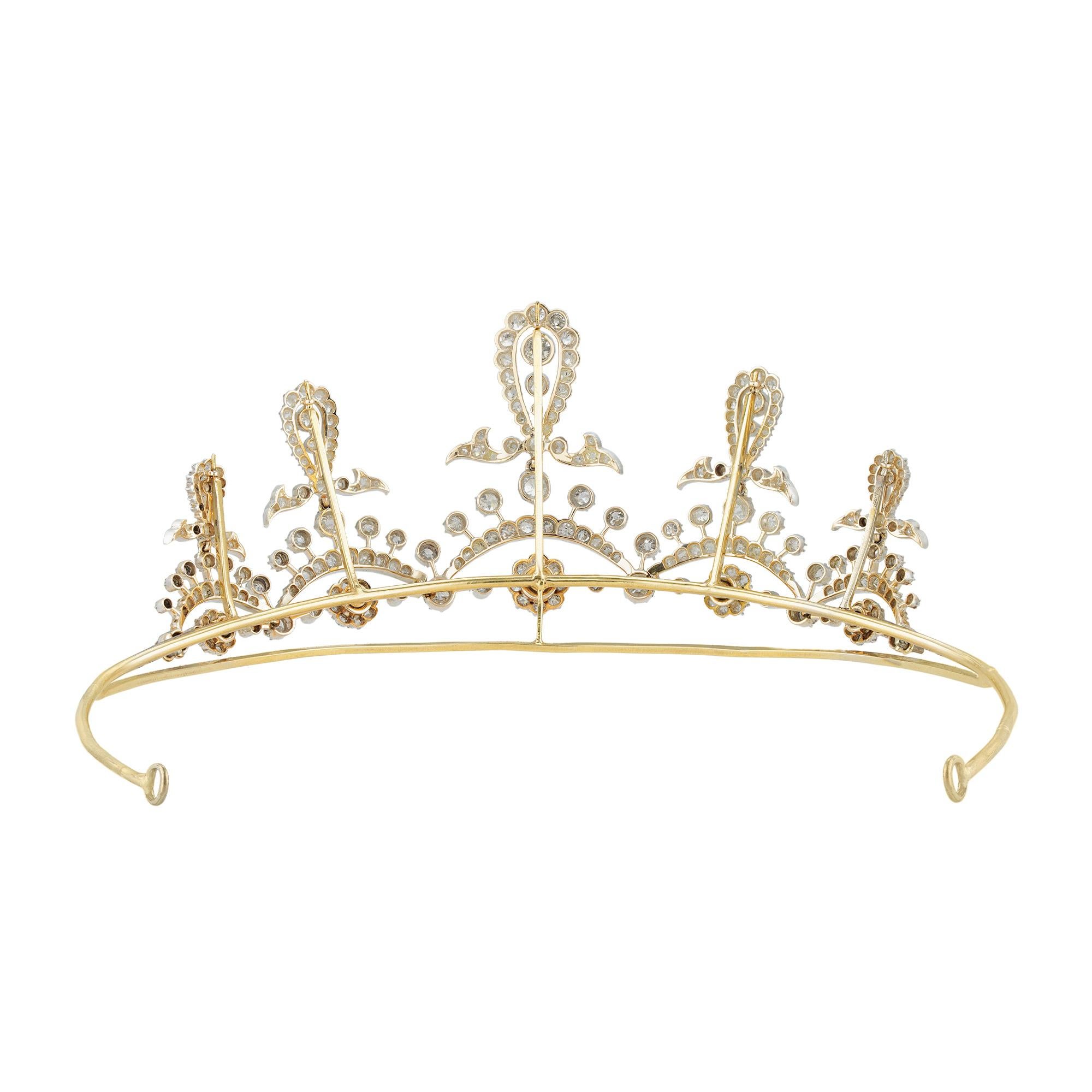 Old European Cut A late Victorian diamond-set tiara For Sale