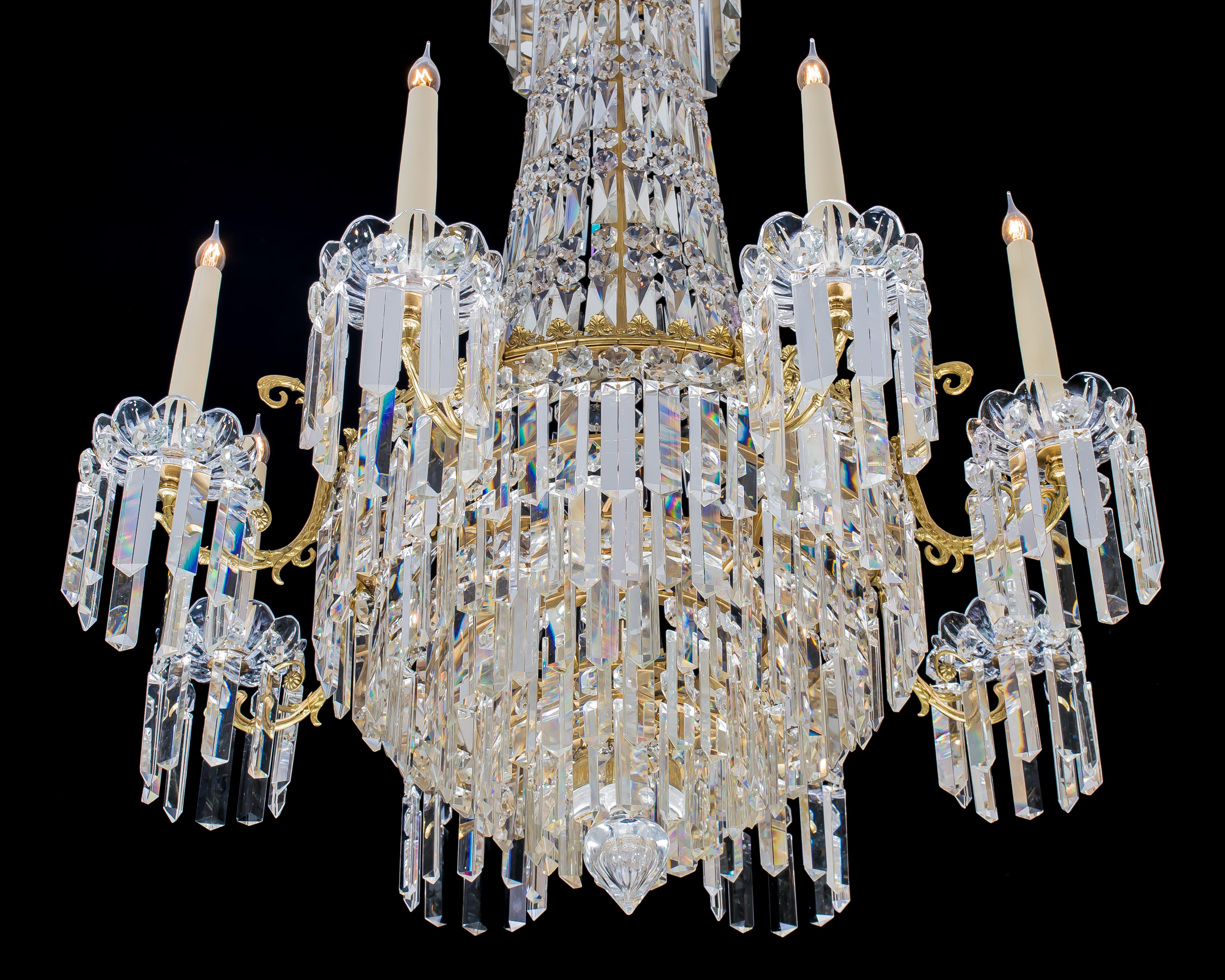 Early 20th Century Late Victorian Eight-Light Tent and Waterfall Chandelier For Sale